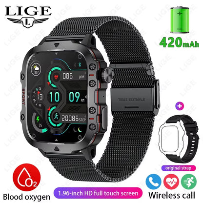 2024 Rugged Military Smart Watch Men Outdoor Watches Lp68 Waterproof 2.01" Al Voice Bluetooth Call Smartwatch for Android Los